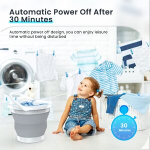 Portable Washing Machine, Compct Mini Washer for Camping with 5L Foldable Laundry Tub, Ultrasonic Turbine Washer for RV Travel Camping Apartment Baby Clothes Underwear Socks Towels