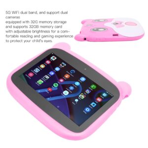 Acogedor Little Bear Shaped Kids Tablet, 7 Inch, Octa Core, 32GB ROM, 5000mAh Battery, 5G WiFi Dual Band, for Android 10.0, Dual Camera, IPS HD Display, Eyes Protection (US Plug)