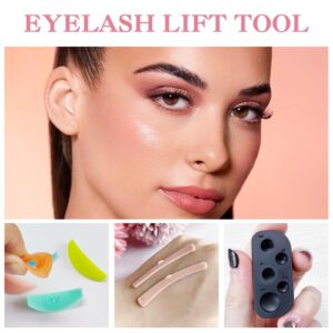 Libeauty Eyelash Lift Pads 17 Piece Multifunction Lash Lifting Tool 3 in 1, Professional Silicone Lash Perm Pallet Reusable Eyelash Curlers Rods Ribbon for All Eye Shapes