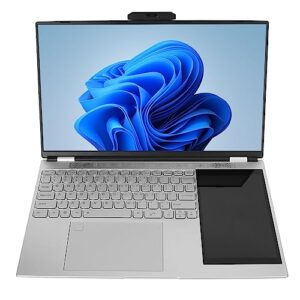 win 11 double screen laptop, 2.4g 5g wifi 16gb intel celeron n5105 quad core up to 2.9ghz 15.6 inch fhd notebook with fingerprint recognition backlight keyboard 180° opening (16gb+1tb us plug)
