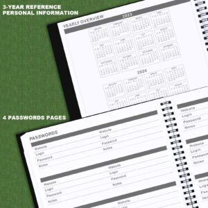 Planner 2024 - Planner/Calendar 2024, Jan.2024 - Dec.2024, 2024 Planner Weekly & Monthly with Tabs, 8" x 10", Flexible Cover + Twin-Wire Binding + Calendars, Daily Organizer - Black-Green Gilding