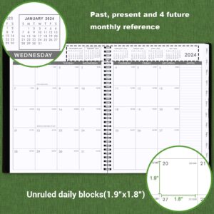 Planner 2024 - Planner/Calendar 2024, Jan.2024 - Dec.2024, 2024 Planner Weekly & Monthly with Tabs, 8" x 10", Flexible Cover + Twin-Wire Binding + Calendars, Daily Organizer - Black-Green Gilding