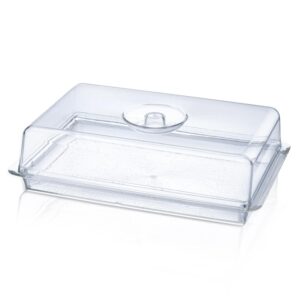 fonteme rectangular acrylic serving tray with dome lid - clear | 100% bpa-free acrylic tray | versatile storage and display solution for banquets, parties, and home use | trays for serving food