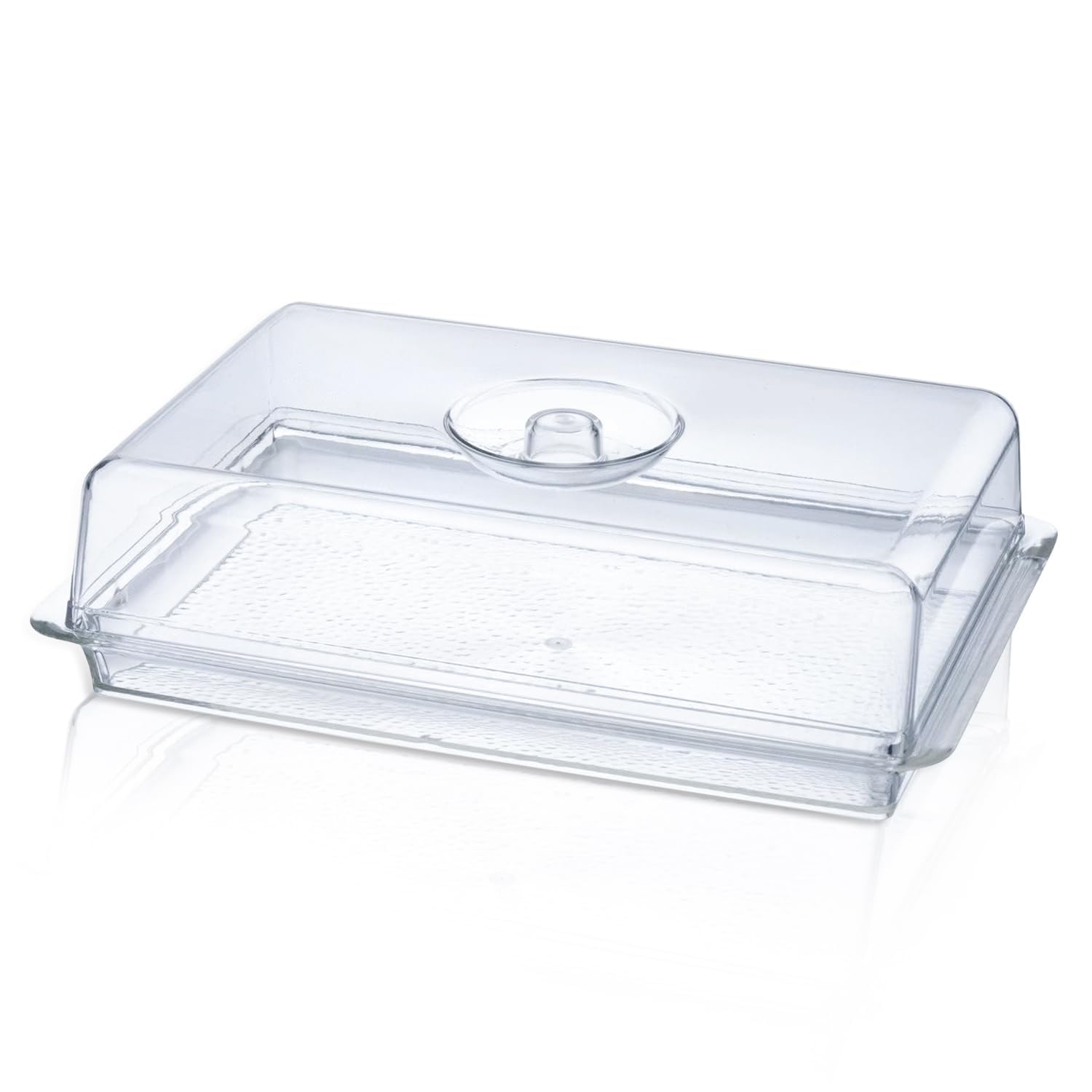 Fonteme Rectangular Acrylic Serving Tray with Dome Lid - Clear | 100% BPA-Free Acrylic Tray | Versatile Storage and Display Solution for Banquets, Parties, and Home Use | Trays for Serving Food