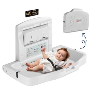 cabo deseado baby changing station wall mount commercial diaper changing table nursery corner changing 16” wall diaper changer station with safety strap wall restaurant daycare bathroom horizontal