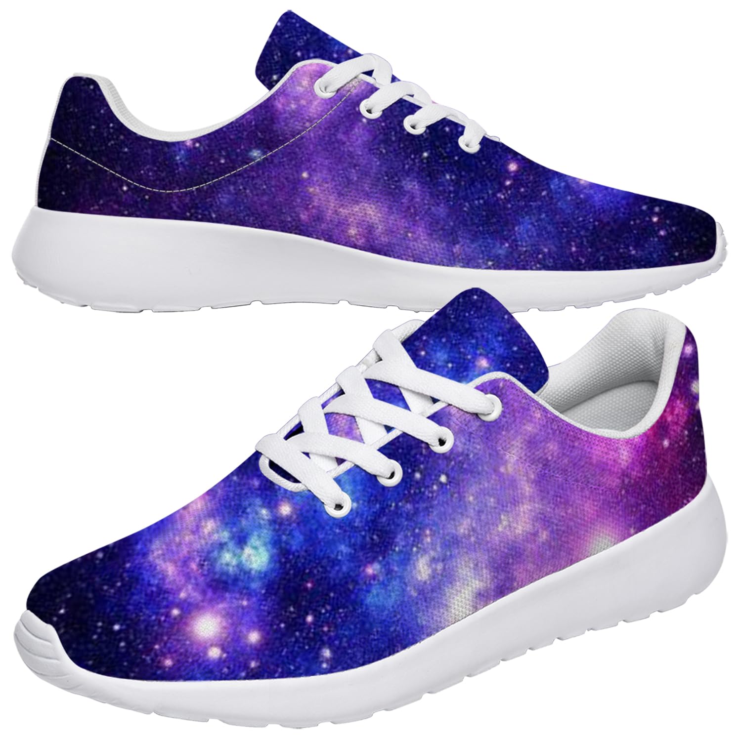 lodaden Blue Purple Galaxy Shoes for Women Men, 3D Print Universe Galaxy Nebula Sneakers Tennis Walking Shoes Gifts for Friends,US Size 10.5