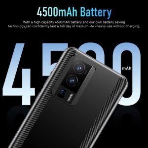 ANGGREK K60 Phone 6.53 Inch 6GB RAM 128GB ROM Face ID FHD Processor Octa Core Smart Phone for Android12 100‑240V Black (US Plug)