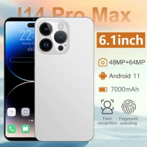 Sanpyl 6.1in Smart Phone for Android 11.0, RAM 4GB ROM 64GB, BT 5.0, 2G 5G WiFi, Front 8MP + Back 16MP, 7000mAh, GPS, Ten Core 2.0GHz Mobile Phone with Type C 3.5mm Port (US Plug)