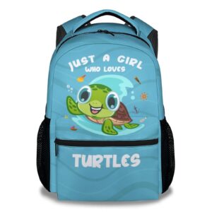 kaxvzer sea turtle backpack for girls - 16 inch blue backpacks for school - cute lightweight bookbag for kids