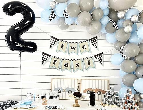 Two Fast Birthday Decorations - Two Fast Banner Racing Car Birthday Party Supplies 2nd Birthday Banner