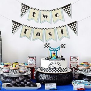 Two Fast Birthday Decorations - Two Fast Banner Racing Car Birthday Party Supplies 2nd Birthday Banner