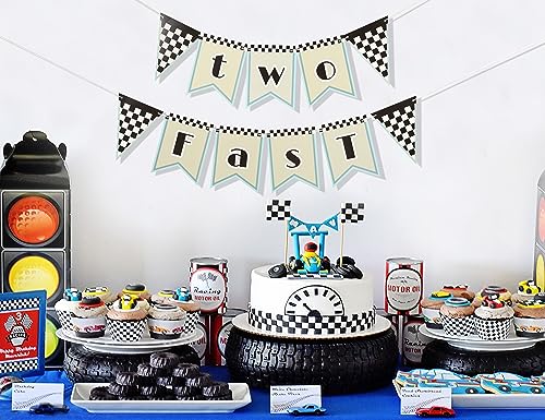 Two Fast Birthday Decorations - Two Fast Banner Racing Car Birthday Party Supplies 2nd Birthday Banner