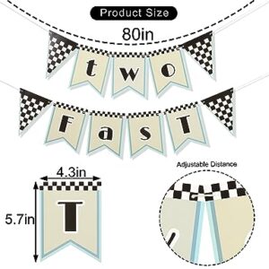 Two Fast Birthday Decorations - Two Fast Banner Racing Car Birthday Party Supplies 2nd Birthday Banner