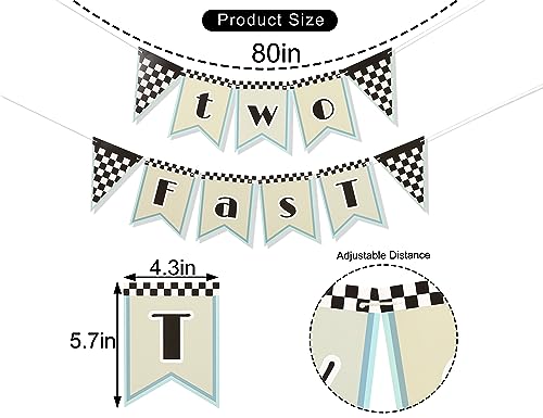 Two Fast Birthday Decorations - Two Fast Banner Racing Car Birthday Party Supplies 2nd Birthday Banner