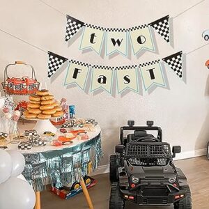 Two Fast Birthday Decorations - Two Fast Banner Racing Car Birthday Party Supplies 2nd Birthday Banner