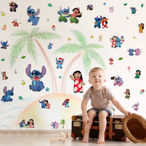 2 sheets cartoon wall decals, large removable waterproof peel and stick wall stickers ideal for boys girls bedroom bathroom living room nursery playroom wall decor