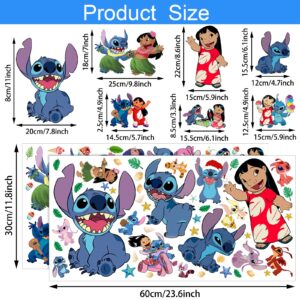 2 Sheets Cartoon Wall Decals, Large Removable Waterproof Peel and Stick Wall Stickers Ideal for Boys Girls Bedroom Bathroom Living Room Nursery Playroom Wall Decor