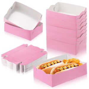 Uiifan 100 Pcs 2lb Paper Food Trays Disposable Nacho Trays Cardboard Halloween Paper Food Boats Trays Hot Dog Serving Trays for Picnic Snacks Carnivals Fairs Tacos French Fries Party Supplies (Pink)