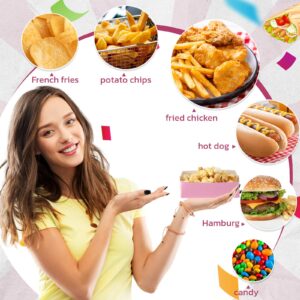 Uiifan 100 Pcs 2lb Paper Food Trays Disposable Nacho Trays Cardboard Halloween Paper Food Boats Trays Hot Dog Serving Trays for Picnic Snacks Carnivals Fairs Tacos French Fries Party Supplies (Pink)