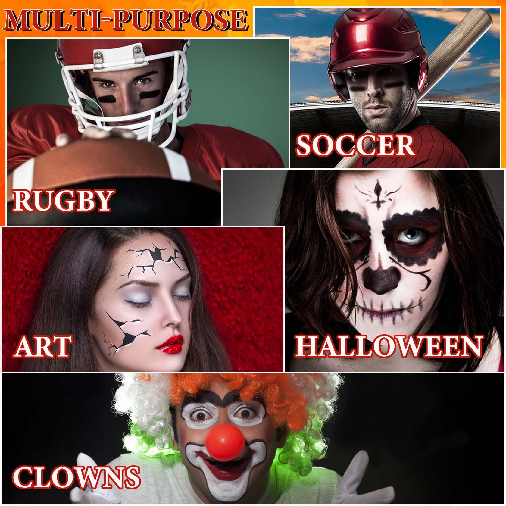 DuoZeng White Red Black Halloween Face Paint Makeup,Professional White Face Paint Clown Joker Cream Makeup Face Painting Kit,Body Paint for Halloween Zombie Costume Stage Cosplay