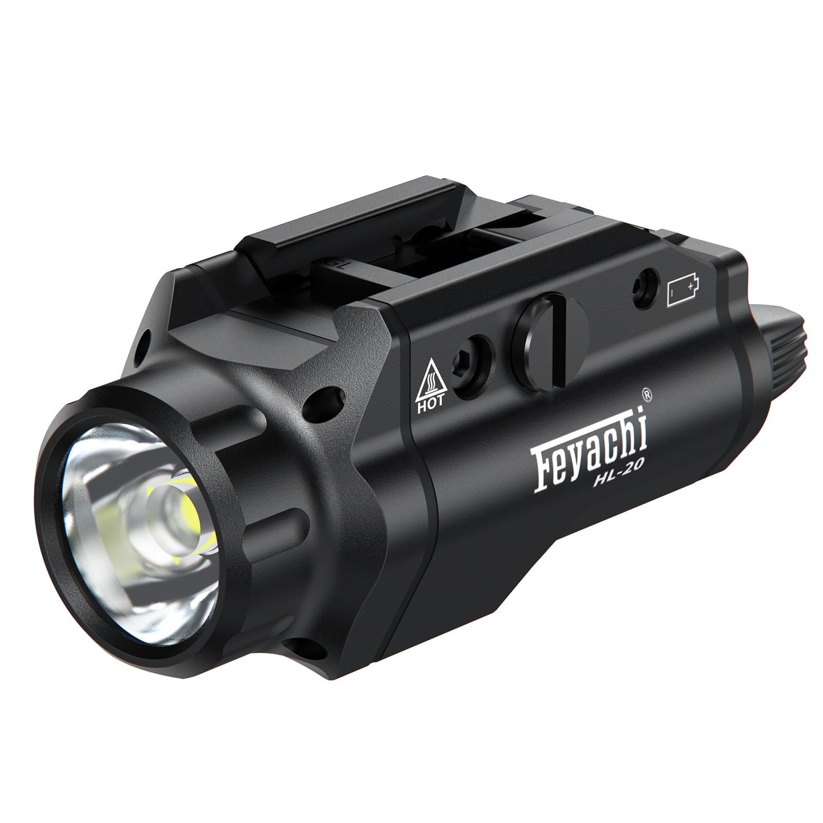 Feyachi HL-20 Pistol Light 1000 Lumen Upgrade LED Weapon Light Compact Rail Mounted Handgun Tactical Flashlight Rail Locating Keys for Picatinny