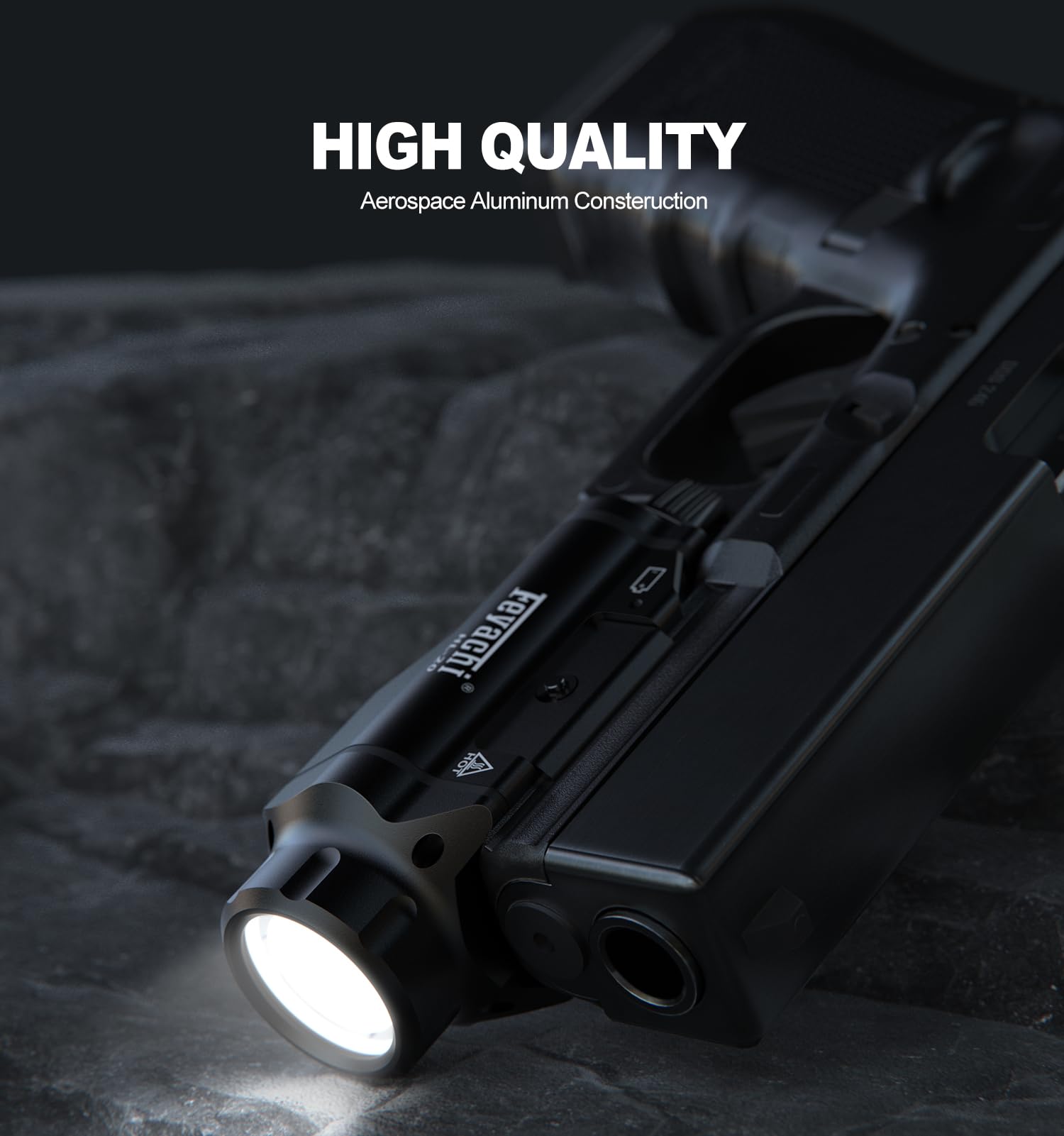 Feyachi HL-20 Pistol Light 1000 Lumen Upgrade LED Weapon Light Compact Rail Mounted Handgun Tactical Flashlight Rail Locating Keys for Picatinny