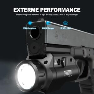 Feyachi HL-20 Pistol Light 1000 Lumen Upgrade LED Weapon Light Compact Rail Mounted Handgun Tactical Flashlight Rail Locating Keys for Picatinny