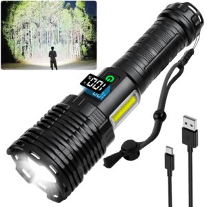 alstu flashlights high lumens rechargeable led - 990,000 lumens brightest flash light, 8 modes powerful flashlight with 5000 ɱah capacity, ipx7 waterproof tactical flashlights for home emergencies
