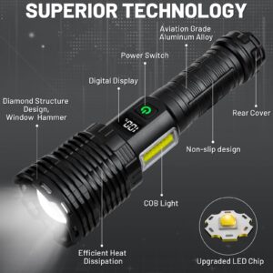 ALSTU Flashlights High Lumens Rechargeable LED - 990,000 Lumens Brightest Flash Light, 8 Modes Powerful Flashlight with 5000 ɱAh Capacity, IPX7 Waterproof Tactical Flashlights for Home Emergencies