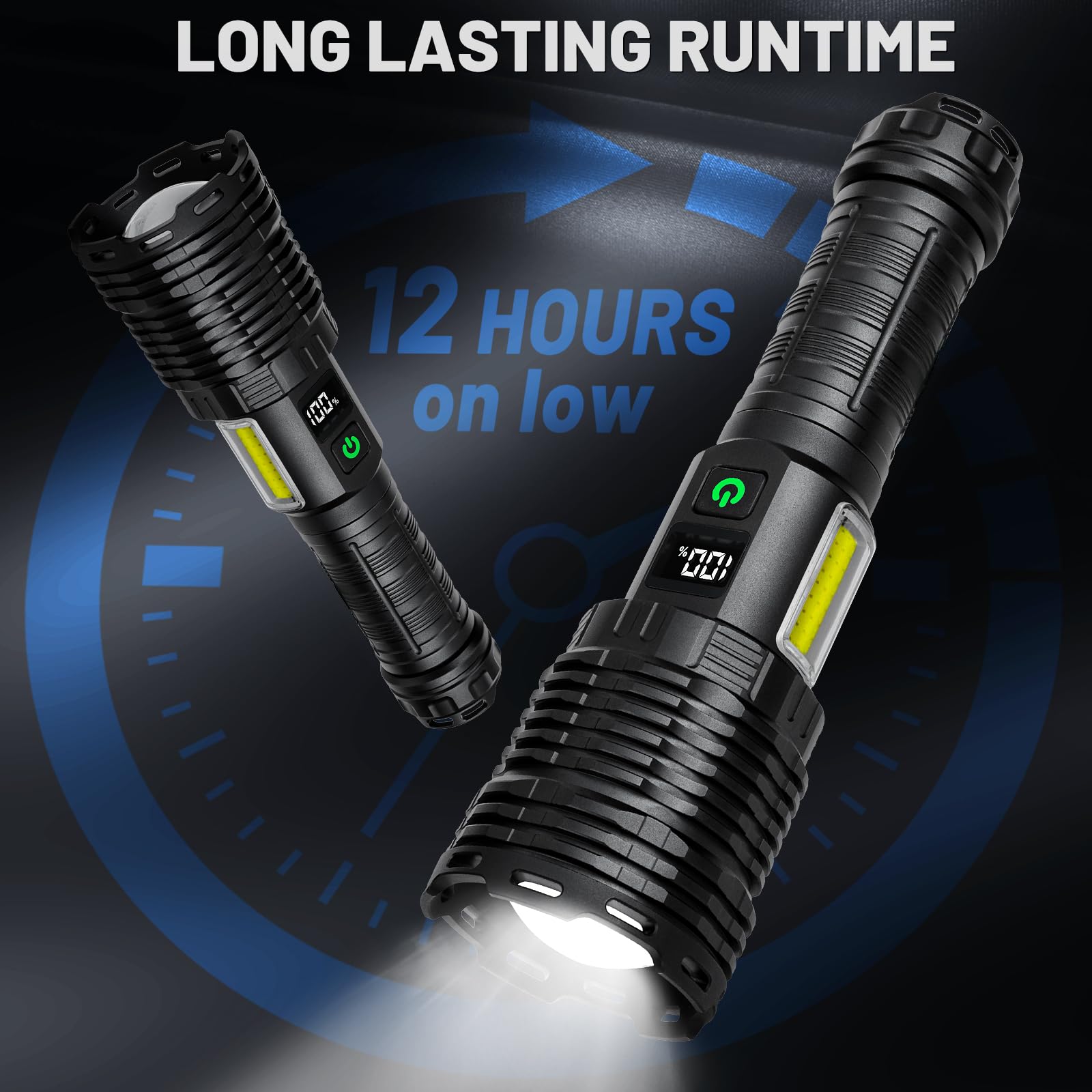 ALSTU Flashlights High Lumens Rechargeable LED - 990,000 Lumens Brightest Flash Light, 8 Modes Powerful Flashlight with 5000 ɱAh Capacity, IPX7 Waterproof Tactical Flashlights for Home Emergencies