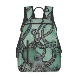 dehiwi green octopus casual backpack bag lightweight laptop bag travel laptop backpack for women men