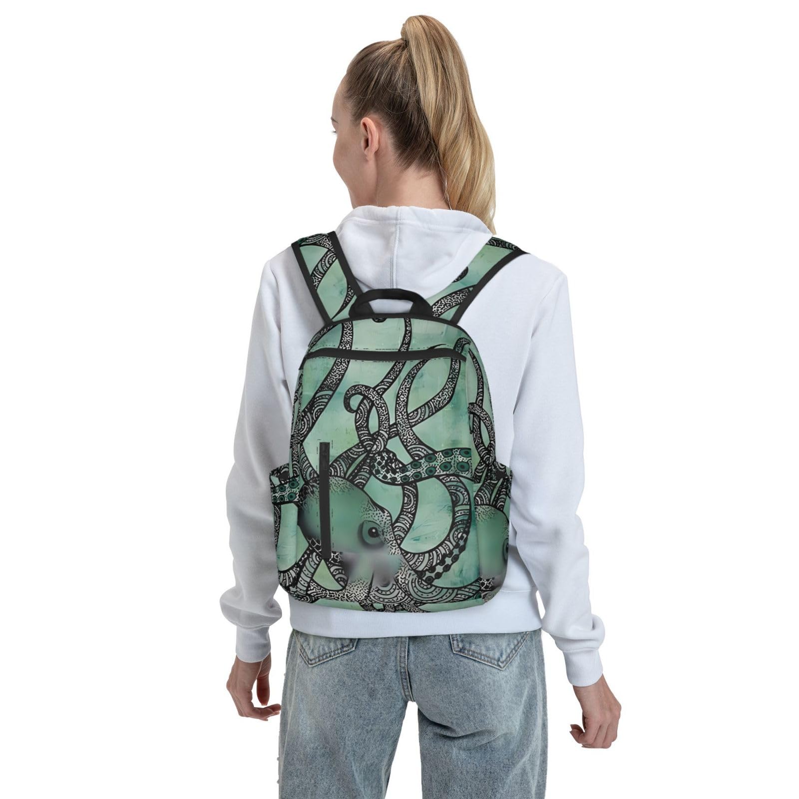 DEHIWI Green Octopus Casual Backpack Bag Lightweight Laptop Bag Travel Laptop Backpack For Women Men