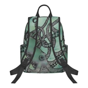 DEHIWI Green Octopus Casual Backpack Bag Lightweight Laptop Bag Travel Laptop Backpack For Women Men