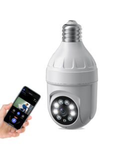 aiwit 1080p light bulb wireless security camera, 355° panoramic dome cam, live view, ai human detection, 2-way audio, color night vision, cloud storage, spotlights, indoor/outdoor surveillance