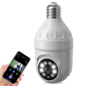 Aiwit 1080p Light Bulb Wireless Security Camera, 355° Panoramic Dome Cam, Live View, AI Human Detection, 2-Way Audio, Color Night Vision, Cloud Storage, Spotlights, Indoor/Outdoor Surveillance