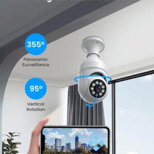 Aiwit 1080p Light Bulb Wireless Security Camera, 355° Panoramic Dome Cam, Live View, AI Human Detection, 2-Way Audio, Color Night Vision, Cloud Storage, Spotlights, Indoor/Outdoor Surveillance