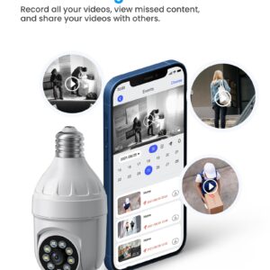 Aiwit 1080p Light Bulb Wireless Security Camera, 355° Panoramic Dome Cam, Live View, AI Human Detection, 2-Way Audio, Color Night Vision, Cloud Storage, Spotlights, Indoor/Outdoor Surveillance