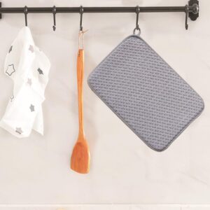 GNYRWOJH Super Absorbent Dish Drying Mats for Kitchen Counter 2 Pack,Microfiber Dishes Drainer Mats,Grey Dish Drying Pads(Grey)