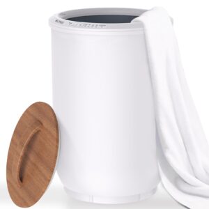 flyhit luxury towel warmers for bathroom - wooden lid, large towel warmer bucket, auto shut off, fits up to two 40"x70" oversized towels, best ideals