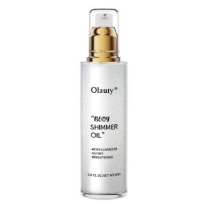 shimmer body oil, highlighter makeup smooth glitter glow liquid foundation for face & body,liquid illuminator body shimmer lotion for women (1# pearl white)