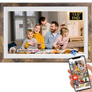 FRAMEO 15.6'' WiFi Digital Picture Frames 32GB Smart Touch Screen Digital Photo Frame 1920 * 1080 IPS FHD Large Digital Picture Frame Share Photos and Videos Anytime, Anywhere with The FRAMEO app