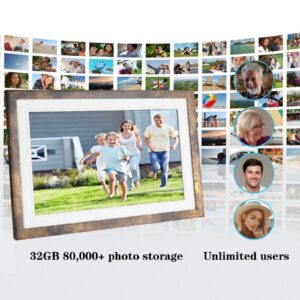 FRAMEO 15.6'' WiFi Digital Picture Frames 32GB Smart Touch Screen Digital Photo Frame 1920 * 1080 IPS FHD Large Digital Picture Frame Share Photos and Videos Anytime, Anywhere with The FRAMEO app