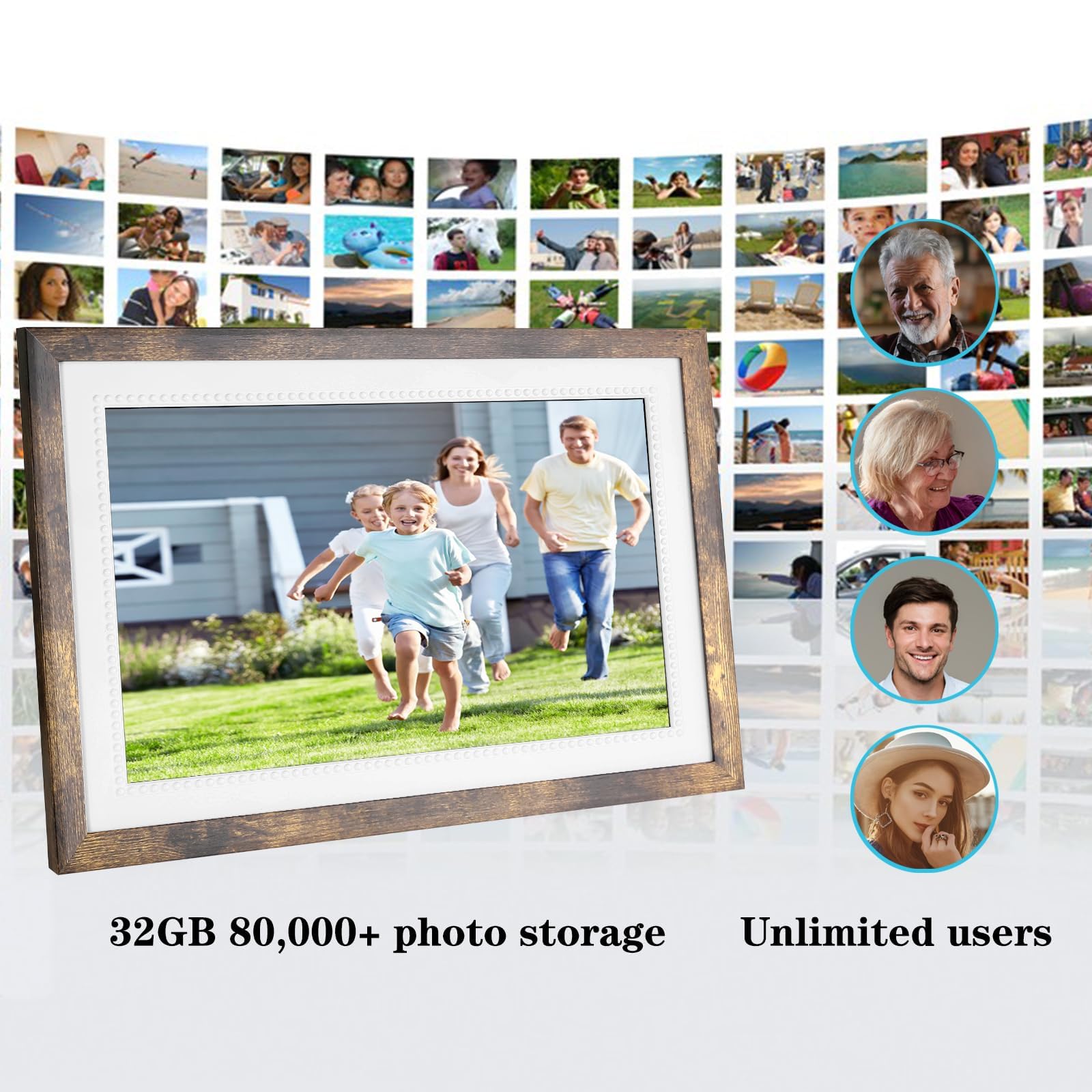 FRAMEO 15.6'' WiFi Digital Picture Frames 32GB Smart Touch Screen Digital Photo Frame 1920 * 1080 IPS FHD Large Digital Picture Frame Share Photos and Videos Anytime, Anywhere with The FRAMEO app