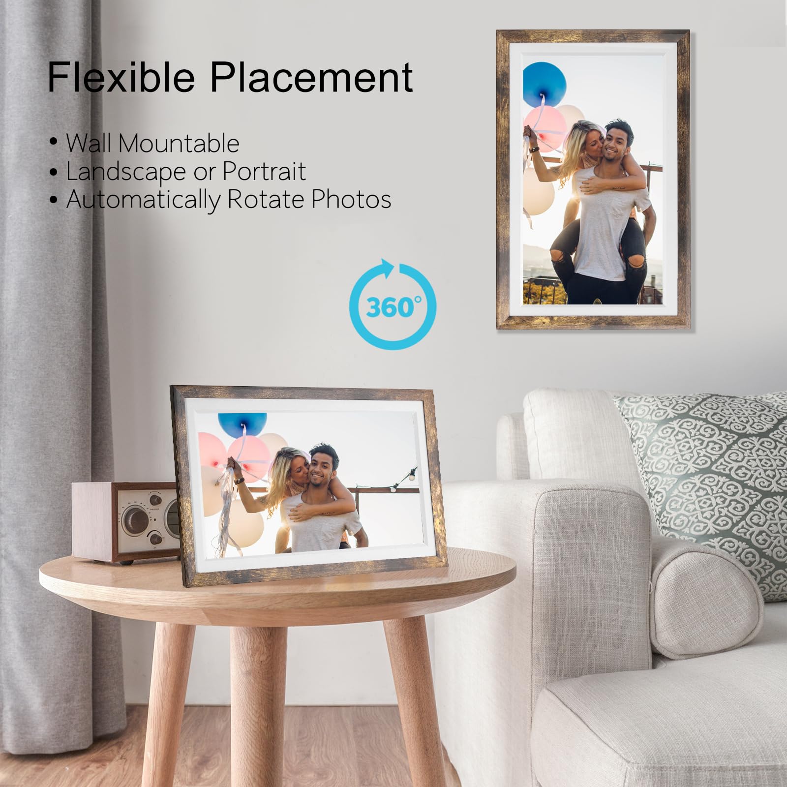 FRAMEO 15.6'' WiFi Digital Picture Frames 32GB Smart Touch Screen Digital Photo Frame 1920 * 1080 IPS FHD Large Digital Picture Frame Share Photos and Videos Anytime, Anywhere with The FRAMEO app