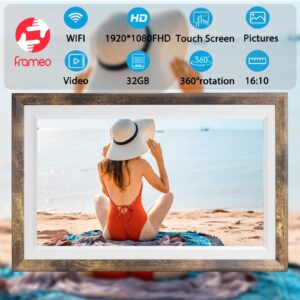 FRAMEO 15.6'' WiFi Digital Picture Frames 32GB Smart Touch Screen Digital Photo Frame 1920 * 1080 IPS FHD Large Digital Picture Frame Share Photos and Videos Anytime, Anywhere with The FRAMEO app