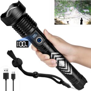 sknsl rechargeable led flashlights 900,000 high lumens - bright flashlight with 5 modes, long runtime, ipx7 waterproof, powerful flash light for camping hiking