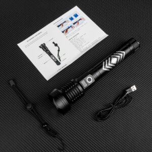 SKNSL Rechargeable LED Flashlights 900,000 High Lumens - Bright Flashlight with 5 Modes, Long Runtime, IPX7 Waterproof, Powerful Flash Light for Camping Hiking