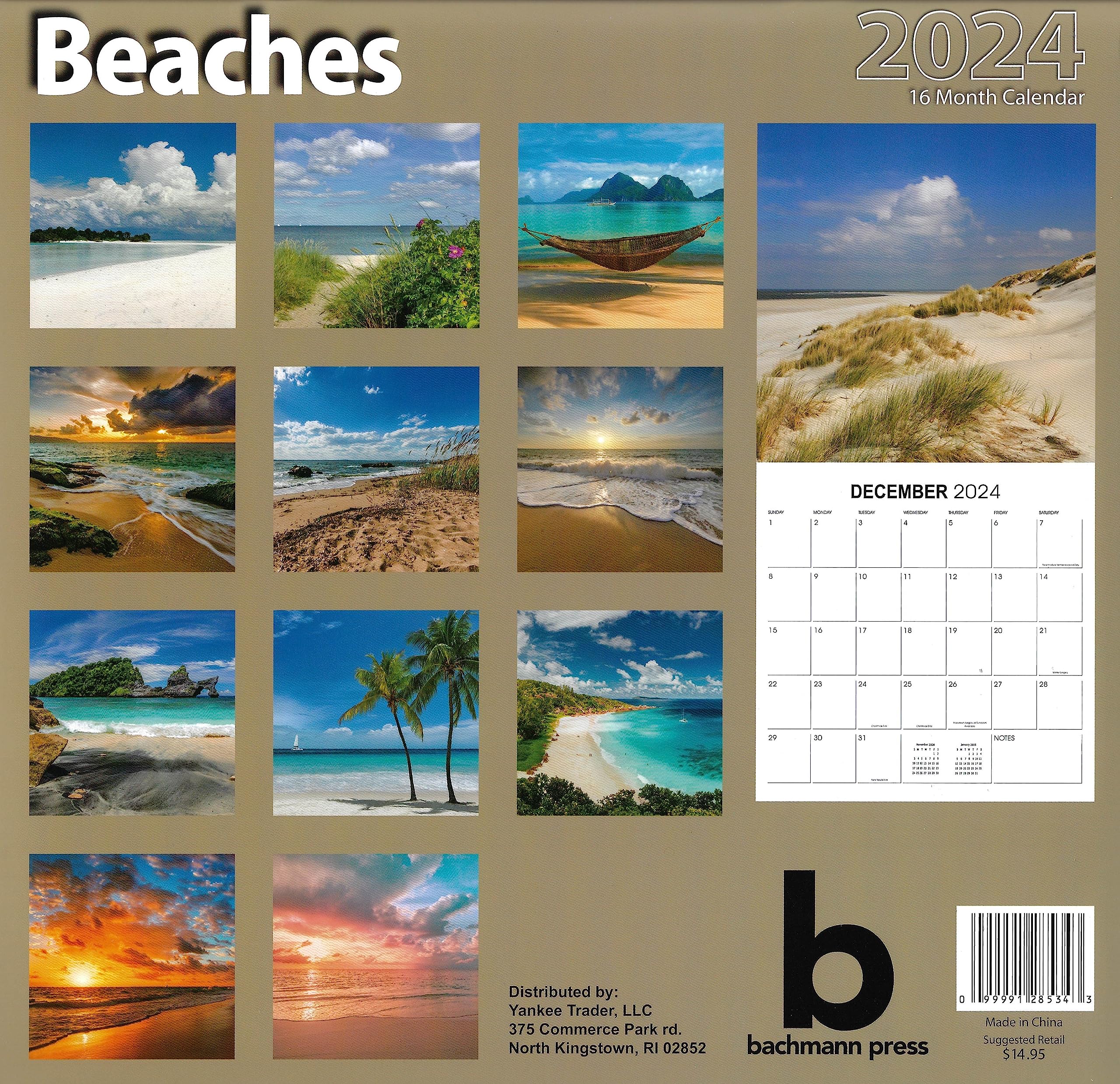 2024 Beaches Full Size Wall Calendar for Planning, Scheduling, and Organizing