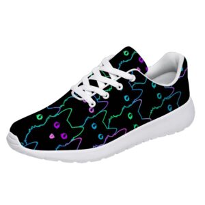 cat shoes women adult tennis shoes running walking sneakers neon cat head printed shoes gifts for best friends,us size 9