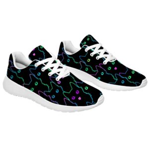 Cat Shoes Women Adult Tennis Shoes Running Walking Sneakers Neon Cat Head Printed Shoes Gifts for Best Friends,US Size 9